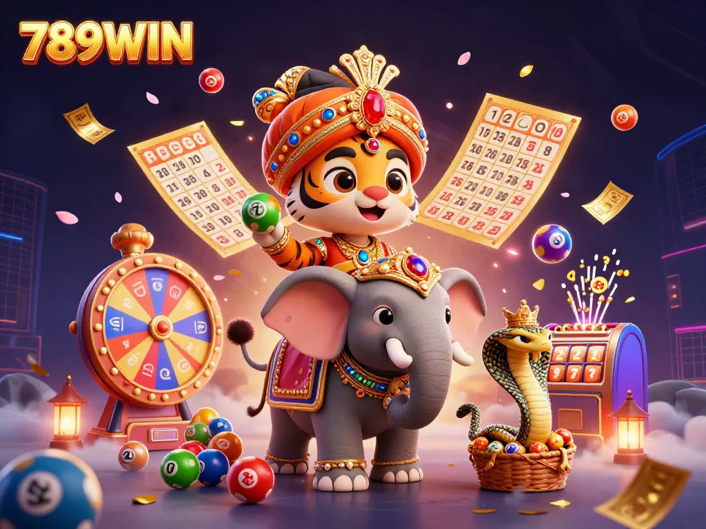 Experience thrilling jackpots at 789WIN with an exciting 3D illustration showcasing vibrant games and characters.