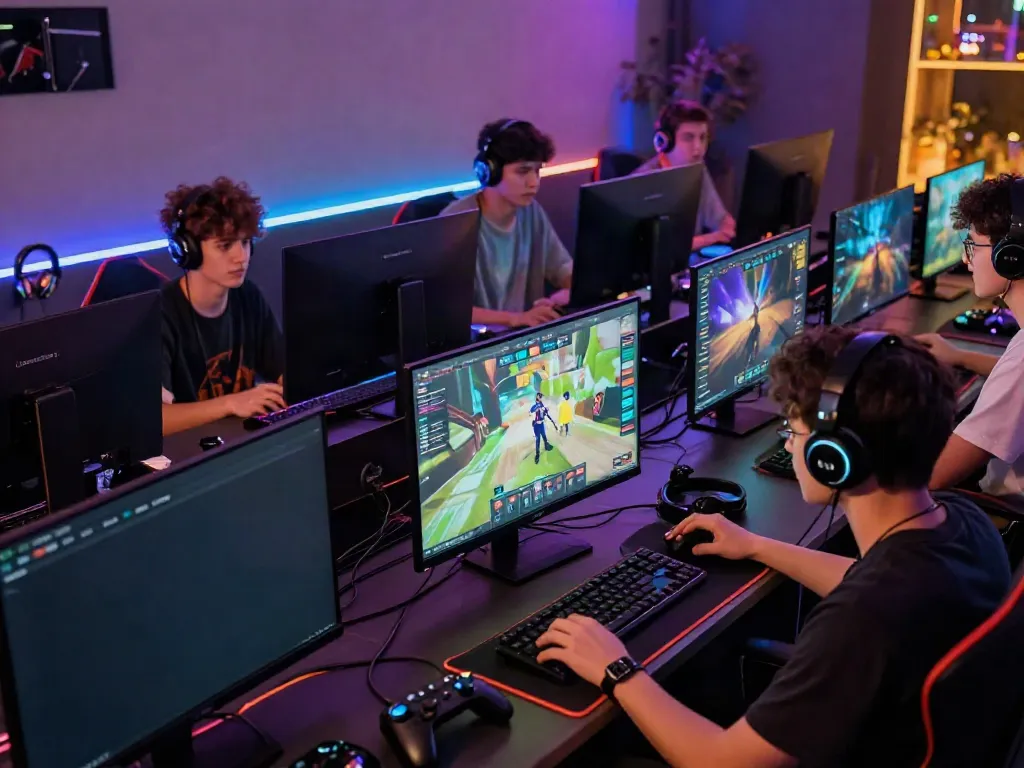 A80 online gaming scene with engaged players in a vibrant digital environment, showcasing multiple games.