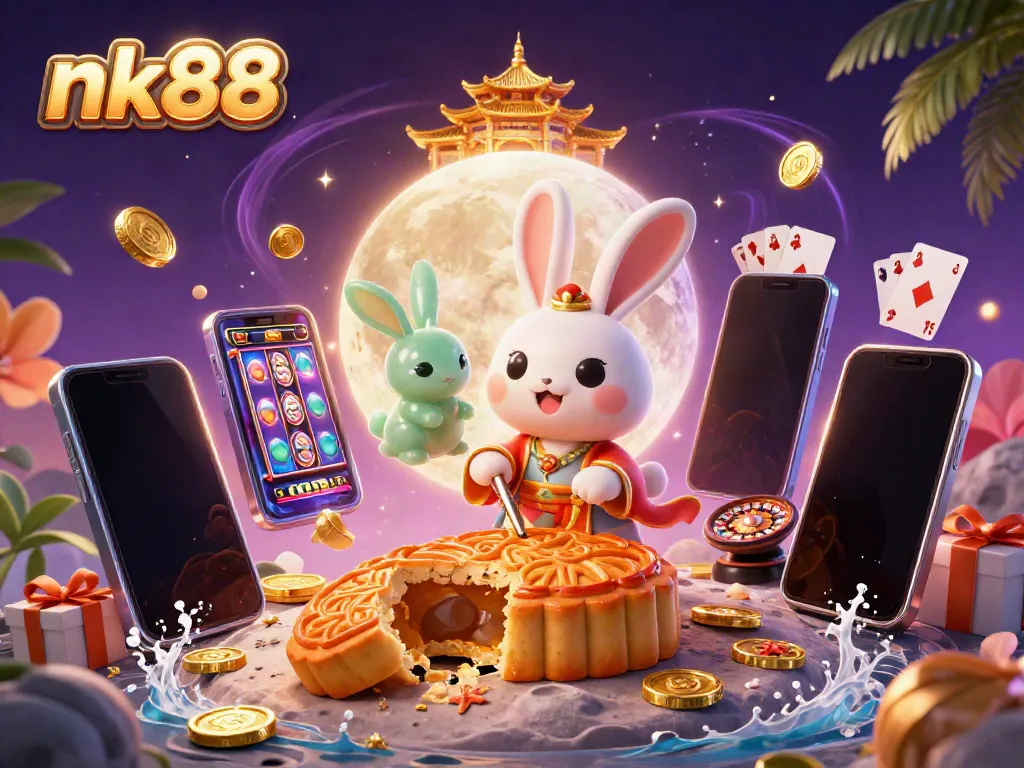 Experience the thrill of winning with nk88 featuring a moon rabbit and golden casino elements.