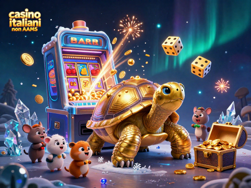 Gioca nei casinò italiani non AAMS con un'illustrazione vivace dei giochi da casinò in un ambiente brillante.