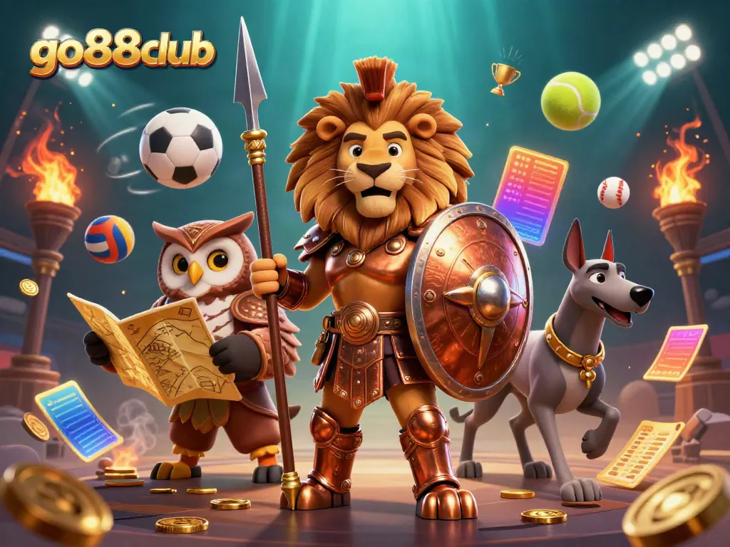 Experience the thrilling world of go88club with this vibrant 3D illustration featuring exciting gaming elements.