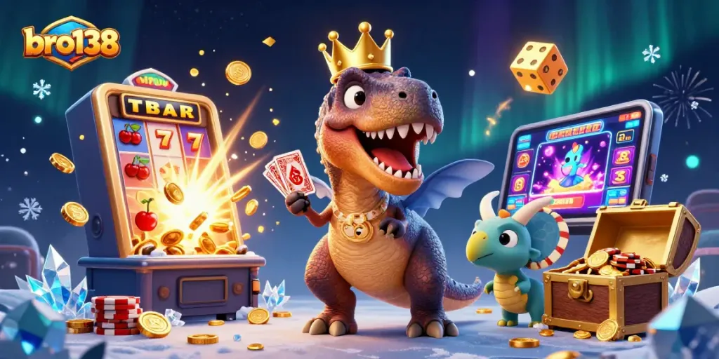 Play exciting games at bro138 with a colorful casino scene featuring animated characters and jackpot action.