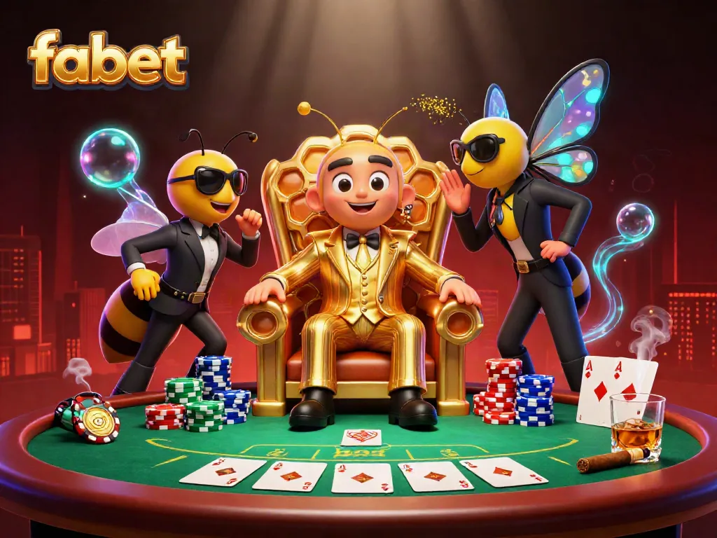 Experience the exciting gaming scene at fabet with a dynamic bee mob boss and poker elements.