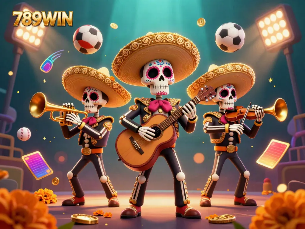 Experience vibrant gaming with 789WIN's lively mariachi band amidst thrilling sports betting elements.