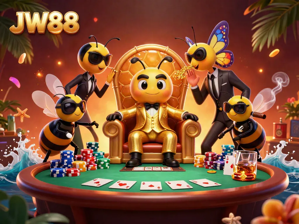 Experience thrilling gameplay with JW88 in a vibrant casino scene featuring the bumblebee mob boss.