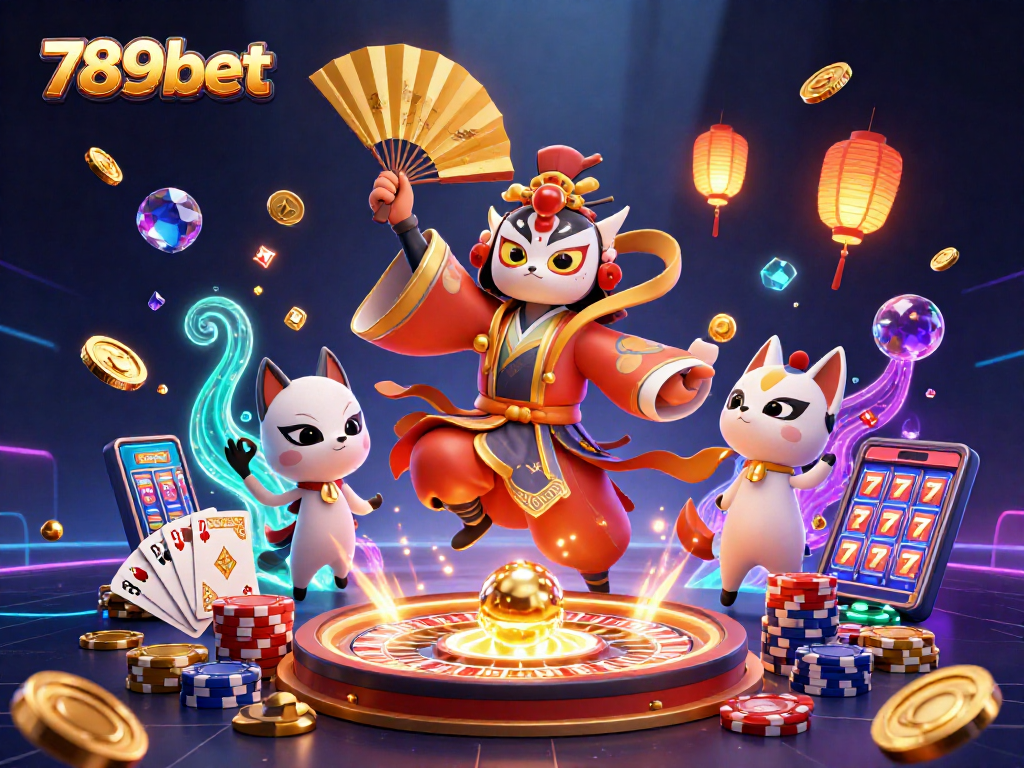Experience dynamic gaming excitement with 789bet, showcasing vibrant casino elements and characters.