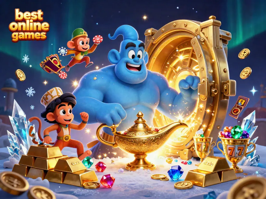 Experience thrilling moments with the best online casino games in this vibrant 3D illustration.