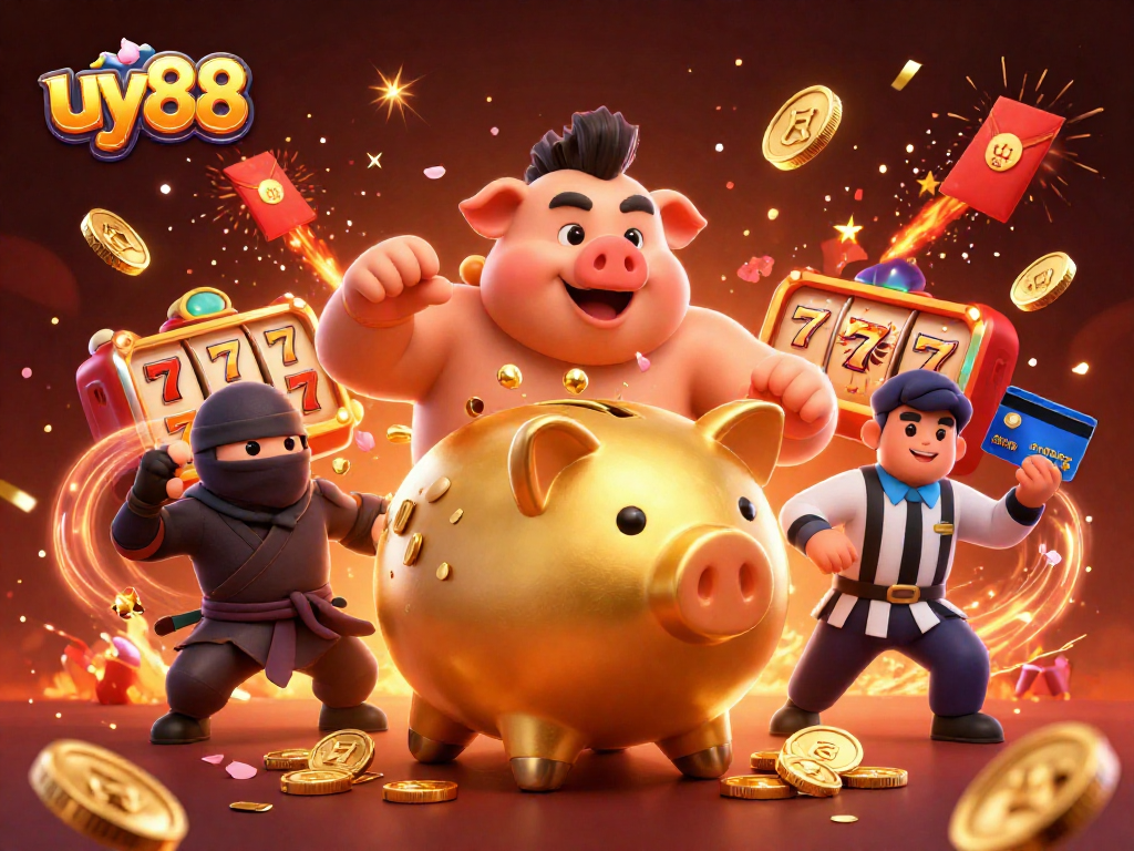 Engage in thrilling action at uy88, where whimsical characters battle amidst golden treasures in an electrifying environment.